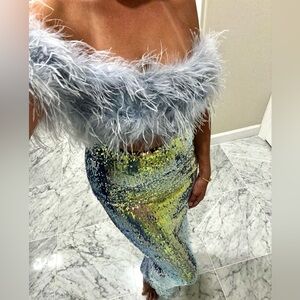 Sequin Multicolor Feather Dress
